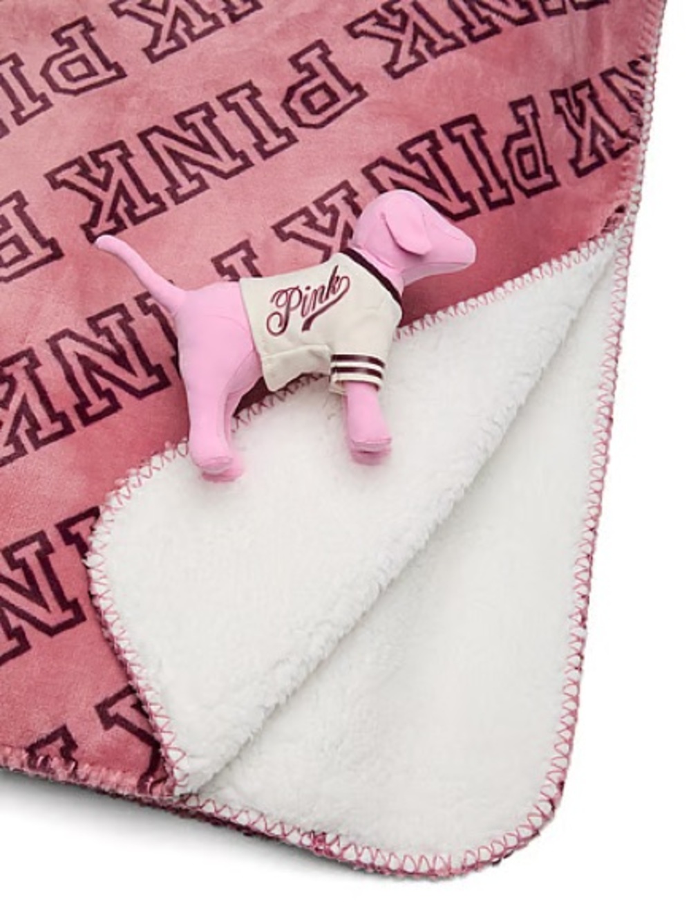 PINK Victoria's Secret Pink Logo Sherpa Blanket and Mini Dog